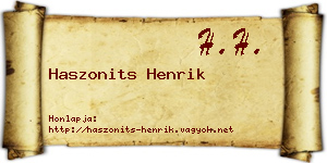 Haszonits Henrik névjegykártya